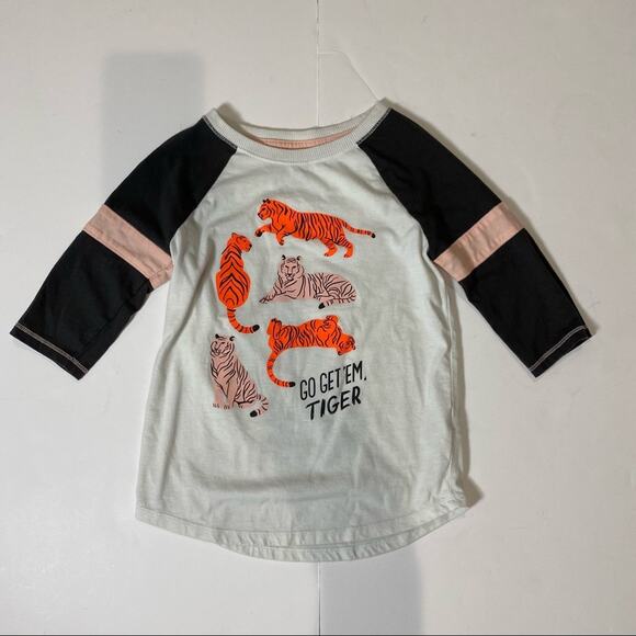 Cat & Jack Long Sleeve Shirt Girls Size 6 Go Get Em Tiger Tee Sz 6 - Picture 5 of 7